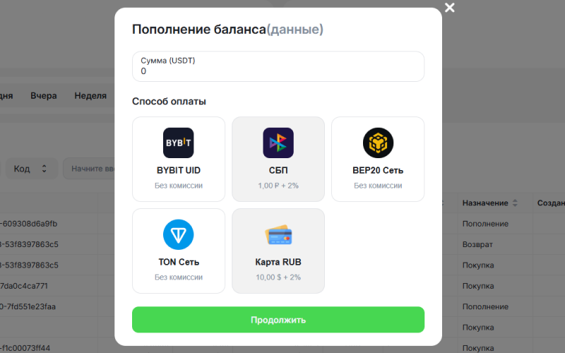 Various payment methods